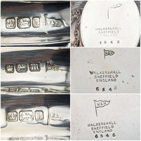 1902年頃 英国アンティーク 純銀製バチェラーティーポット3点セット 計540g Walker&Hall