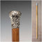 Circa 1900 Antique Malacca Shaft Sterling Silver Rondelle Handle Walking Stick 90cm