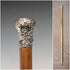 Circa 1900 Antique Malacca Shaft Sterling Silver Rondelle Handle Walking Stick 90cm