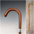 Vintage Tan Shaft Bent Handle Sterling Silver Decorated Walking Stick 92cm