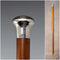 1924 British antique tan shaft sterling silver rondelle handle walking stick 89cm