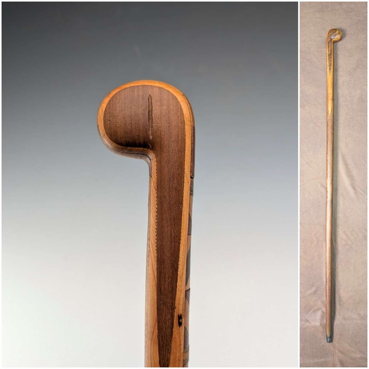 20世紀前半 ブラウン＆タン 寄木ロンデルハンドル ステッキ 杖 89cm 20世紀前半 ブラウン＆タン 寄木ロンデルハンドル ステッキ 杖 89cm