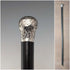 1883 British antique black shaft engraved sterling silver round handle walking stick 89cm