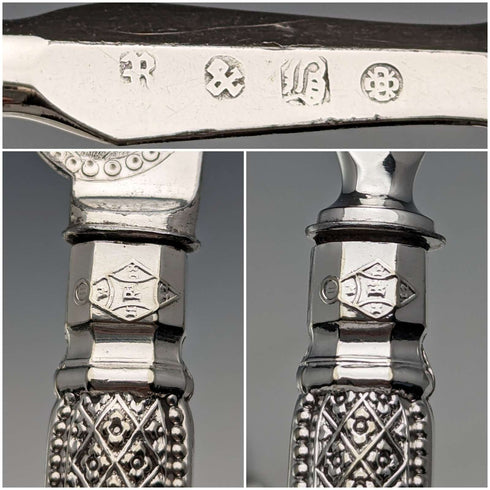 Antique British silver plate dessert cutlery set of 6, circa 1865