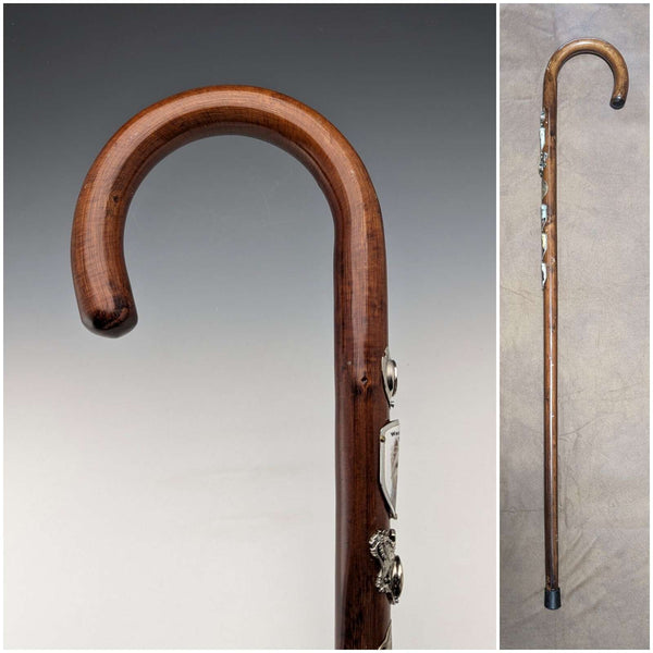 Vintage Men's Tourist Walking Stick, Brown Shaft, 94cm