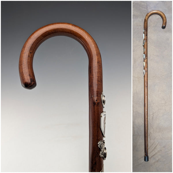 Vintage Men's Tourist Walking Stick, Brown Shaft, 94cm