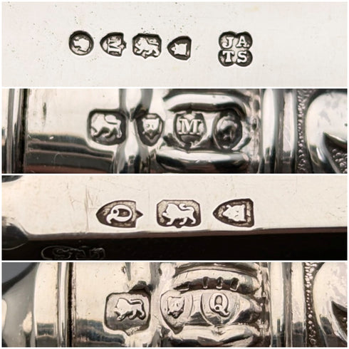 Circa 1890 British antique pure silver cutlery set of 6 pairs, total weight 655g, John Aldwinckle & Thomas Slater, wooden box