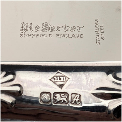 1975年 英国ヴィンテージ 純銀製ハンドル ケーキスライサー 箱入り Harrison Brothers