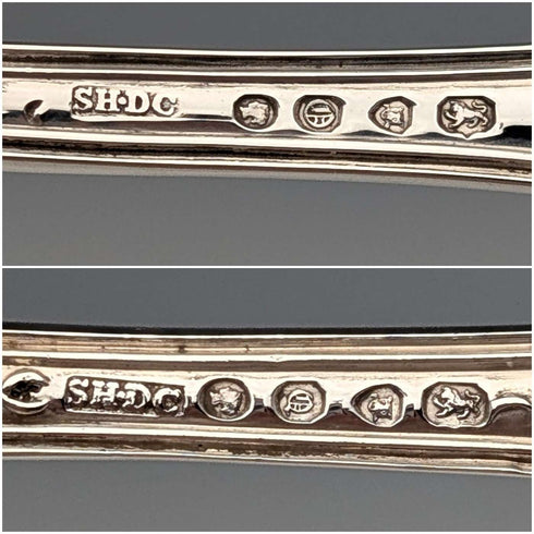 1849 British antique sterling silver christening cutlery pair, 128g total, case included, Samuel Hayne & Dudley Caterer