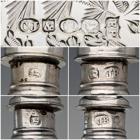 1865年頃 英国アンティーク 純銀ハンドル フィッシュカトラリー ペア JB