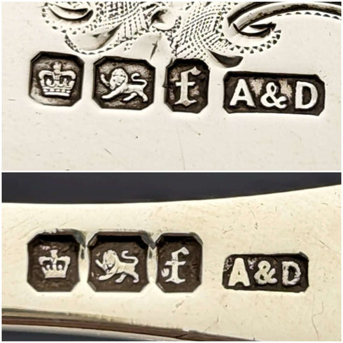 1923年 英国アンティーク フィッシュカトラリー5ペアセット 白蝶貝ハンドル 純銀ブレード Allen & Darwin