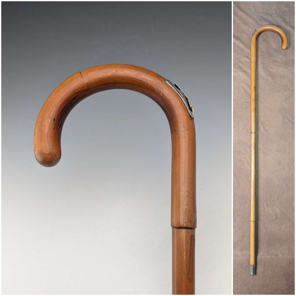 Early 20th century British antique horse measure walking stick, tan shaft, 93cm, Swaine & Adeney