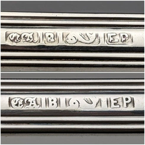 英国アンティークシルバープレート製 サービングスプーン&スポーク ケース入