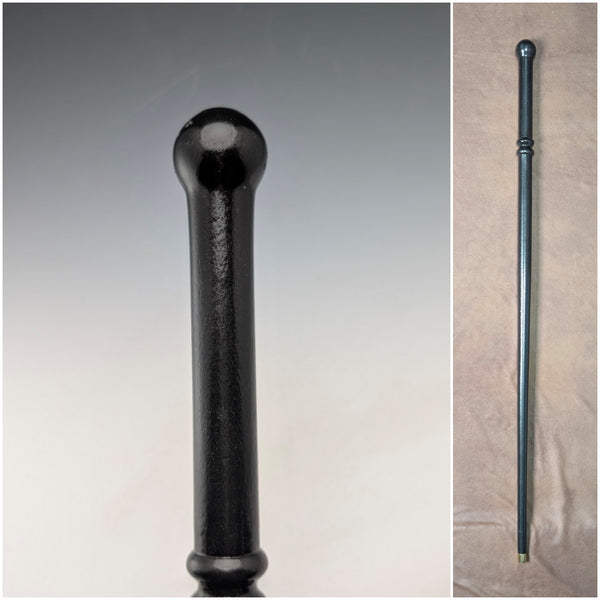 Vintage black shaft rondelle handle walking stick 85cm