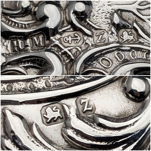 1899年 英国アンティーク 純銀製 シガレットケース 細密浮彫装飾 102g Henry Matthews