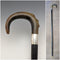1927 British Vintage Men's Cane Sterling Silver Decoration Curved Horn Handle 92cm