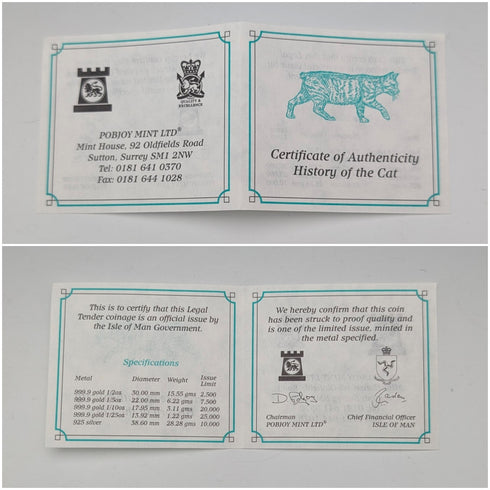 英國曼島銀克朗硬幣“貓的歷史:芭絲特”,由PobjoyMint發行,附帶包裝盒和說明書