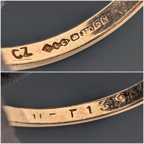 1984年 英国ヴィンテージ K9ゴールド サファイヤ&ジルコニア リング(日本12号) 指輪