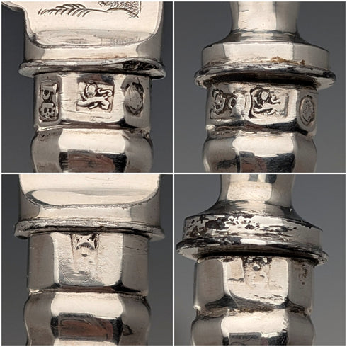 1836年 英国アンティーク 純銀ハンドル デザートカトラリー2ペア Charles Needham