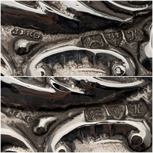 1910年 英国アンティーク 純銀装飾ハンドル ヘアブラシペア J&R Griffin