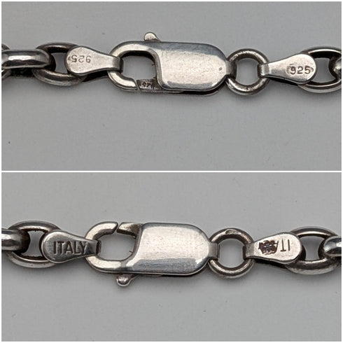 復古純銀鏤空吊墜和粗純銀紅豆鍊項鍊,總計 28 克,POM