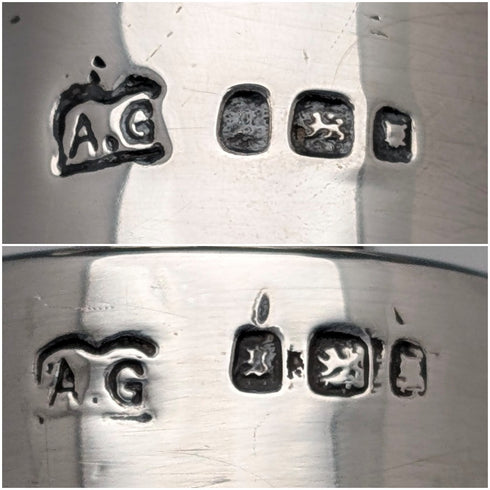 1922年 英国アンティーク 純銀装飾 カットガラス 香水瓶 ペアセット Arthur Graf