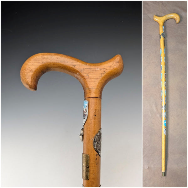 Vintage British Tour Clutch Handle Hiking Walking Stick Tan Shaft 89cm