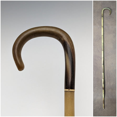 British Vintage Cane Cane Bent Handle Horn Shaft 90cm