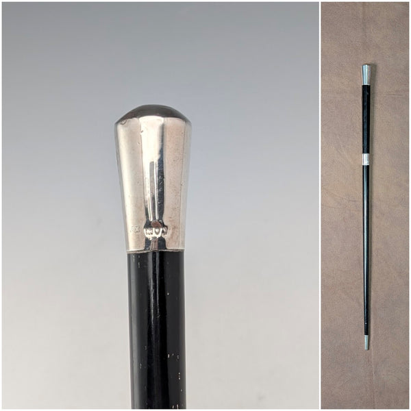 1917 British antique pure silver decorated baton 51cm Ebenezer Neewman