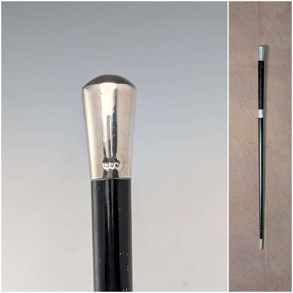 1917 British antique pure silver decorated baton 51cm Ebenezer Neewman