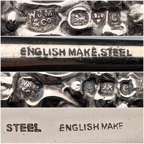 1903年 英国アンティーク 純銀ハンドル シューホーン ボタンフック W J Myatt & Co