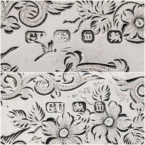1896 British antique sterling silver double door card case 120g George Unite Very good condition