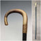 Circa 1914 British Antique Men's Cane Horn Bent Handle Black Shaft 85cm