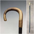 Circa 1914 British Antique Men's Cane Horn Bent Handle Black Shaft 85cm