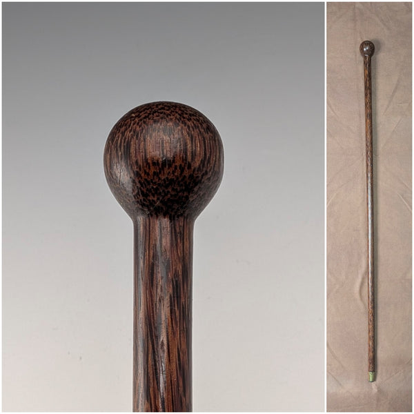 Antique brown and black shaft rondelle handle walking stick 83cm