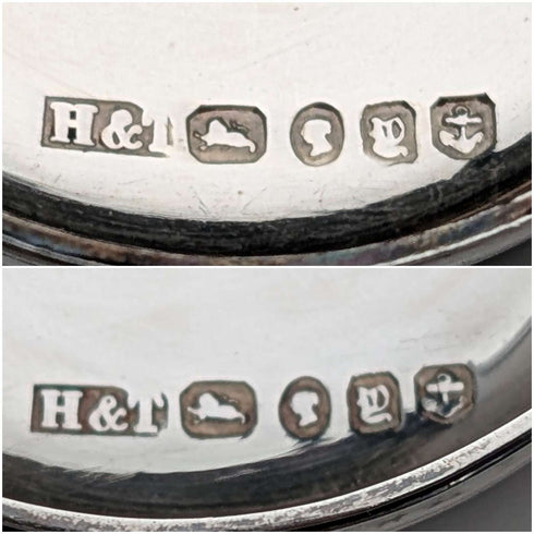 1898 British Antique Silver Lid Mini Cut Glass Jar Pair, Hilliard & Thomason