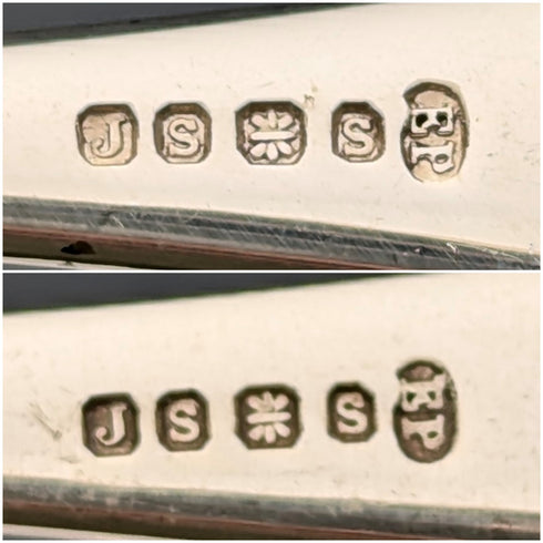 Circa 1900 British antique silver plate fish cutlery set of 6 in wooden box