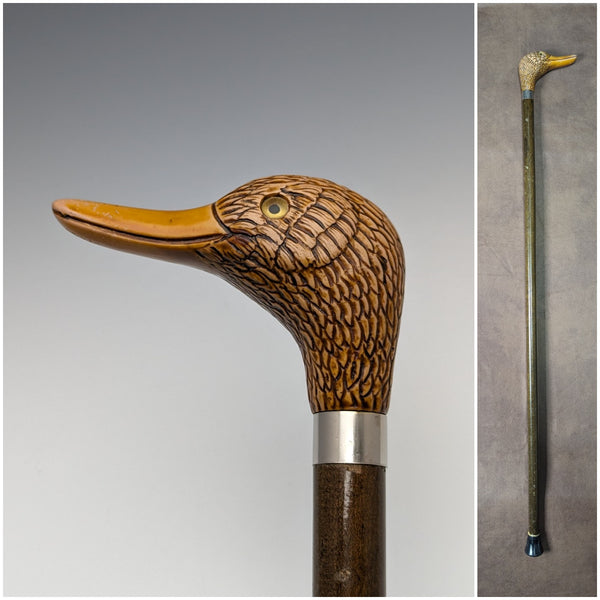 British Vintage Men's Cane Resin Duck Head Handle 91cm