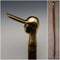 Vintage Dark Tan Shaft Brass Jockey Handle Walking Stick Cane 93cm