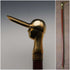 Vintage Dark Tan Shaft Brass Jockey Handle Walking Stick Cane 93cm