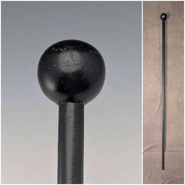British vintage black shaft round handle walking stick 92cm