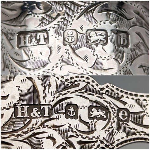 Circa 1900 British Antique Sterling Silver Spoon and Napkin Ring Set 36g in Case Hilliard and Tomason