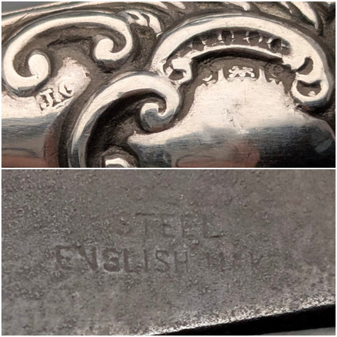 1904 British antique pure silver handle shoehorn by Joseph Gloster