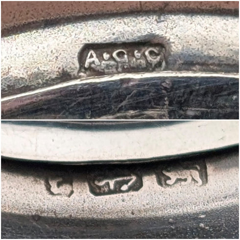 1880 British antique sterling silver finely engraved oval brooch by Alfred George Griffiths