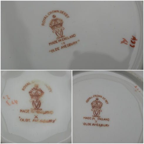 約1947年 英國古董 Royal Crown Derby 「Old Aylesbury」 咖啡杯碟三件組 ①