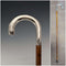 Circa 1900 Antique Men's 800 Silver Bent Handle Walking Stick 90cm