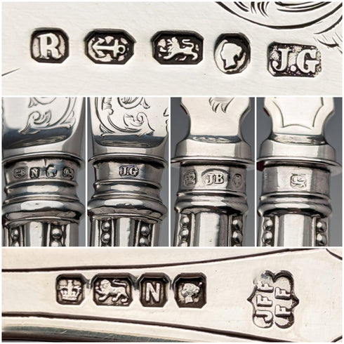 19世紀後半 英国アンティーク 総純銀製 フィッシュカトラリー 3ペア John Gilbert