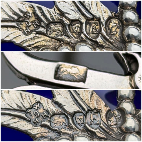 1880 年英國古董純銀高腳碟一對,帶有鈷玻璃內襯 Dobson&Sons