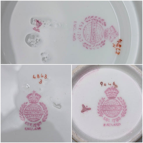 English Vintage Minton Green Cockatrice Tea Cup Trio