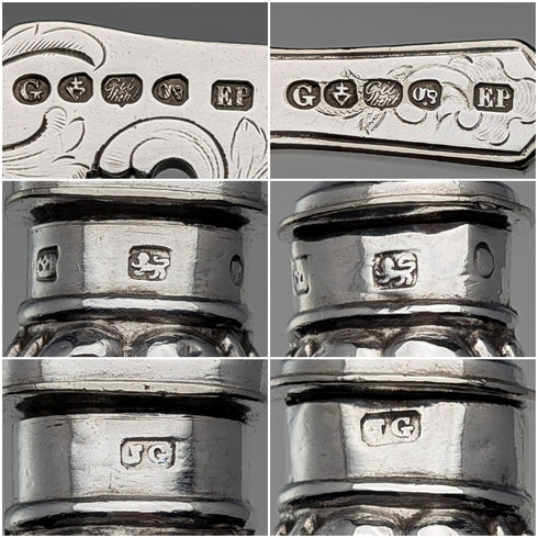 1852年頃 英国アンティーク 純銀製ハンドル フィッシュサーバーペア ケース入 John Gilbert
